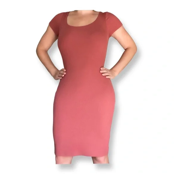 Maroon Fall Bodycon Dress - Picture 1 of 5